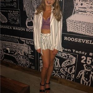 black & white striped shorts & blazer set | S (Worn Once)